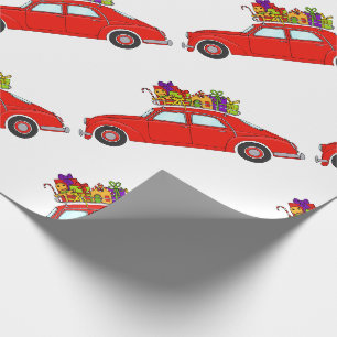 Red Car mit Weihnachtsgeschenkpapier Geschenkpapier