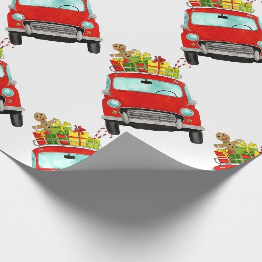 Red Car mit Weihnachtsgeschenkpapier Geschenkpapier (Ecke)