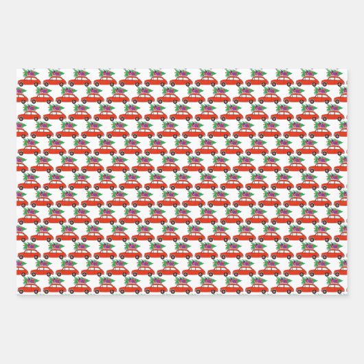 Red Car mit Weihnachtsgeschenkpapier Geschenkpapier Set (Vorderseite 2)