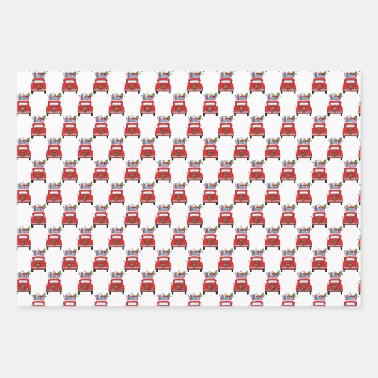 Red Car mit Weihnachtsgeschenkpapier Geschenkpapier Set (Vorderseite)