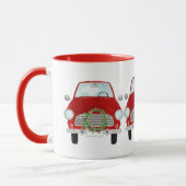 Red Car mit Weihnachtskranz Coffee Tasse (Links)