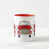 Red Car mit Weihnachtskranz Coffee Tasse (Zentrum)
