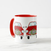 Red Car mit Weihnachtskranz Coffee Tasse (Vorderseite Links)