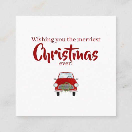 Red Car mit Weihnachtskranz Weihnachtskarte Begleitkarte (Rückseite)