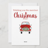 Red Car mit Weihnachtskranz Weihnachtskarte Feiertagskarte (Rückseite)