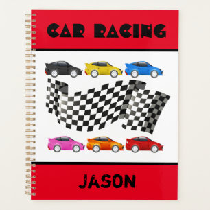 Red Car Racing Spiral Planner Notebook Planer