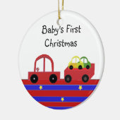 Red Car und Wagon Baby's First Christmas Keramik Ornament (Links)