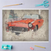 Red Car Vintag 20 x 30 Decoupage Seidenpapier (Basteln)