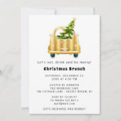 Red Car Weihnachts Brunch Dinner Tree Gold Weiß Einladung (Vorderseite)