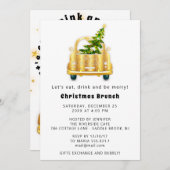 Red Car Weihnachts Brunch Dinner Tree Gold Weiß Einladung (Vorne/Hinten)