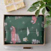 Red Car Winter Pattern Frohe Weihnachten Grün Seidenpapier (Geschenk)