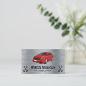 Red Car | Wrenches | Metallisch Visitenkarte (Stehend Vorderseite)