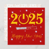 Red Card Happy new Year Mitteilungskarte (Vorne/Hinten)