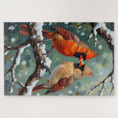 Red Cardinal Bird Couple Valentine's Gift Puzzle (Horizontal)