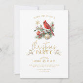 Red Cardinal Christmas Holly Bouquet Party Invite Einladung (Vorderseite)