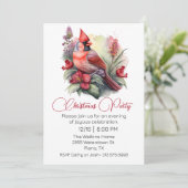 Red Cardinal Christmas Party  Einladung (Stehend Vorderseite)