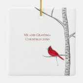 Red Cardinal Christmas Photo Custom Keramikornament (Rückseite)