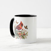 Red Cardinal Floral Ceramic Mug – 11oz Tasse (Vorderseite Links)
