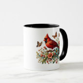 Red Cardinal Floral Ceramic Mug – 11oz Tasse (VorderseiteRechts)