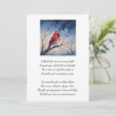 Red Cardinal Funeral Memorial Thank You Card Dankeskarte (Stehend Vorderseite)