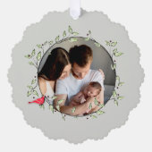 Red Cardinal Happy Holidays Custom Photo Ornament Karte (Vorderseite)