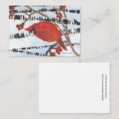 RED CARDINAL IN WHITE BIRCHES WITH BERRIES MITTEILUNGSKARTE (Vorne/Hinten)