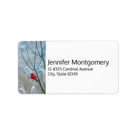 Red Cardinal in Winter Nature Foto von Christmas Adressaufkleber