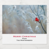 Red Cardinal in Winter Nature Foto von Christmas Bierflaschenetikett (Einzelnes Label)