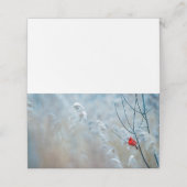 Red Cardinal in Winter Nature Foto von Christmas Platzkarte (Außenseite Aufgefaltet)