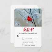 Red Cardinal in Winter Nature Foto von Christmas RSVP Karte (Vorne/Hinten)