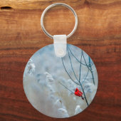 Red Cardinal in Winter Nature Foto von Christmas Schlüsselanhänger (Vorderseite)