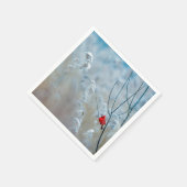 Red Cardinal in Winter Nature Foto von Christmas Serviette (Ecke)