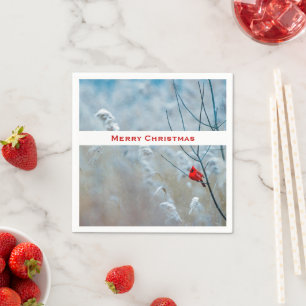 Red Cardinal in Winter Nature Foto von Christmas Serviette