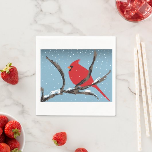 Red Cardinal On A Branch Paper Napkins Serviette (Beispiel)