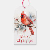Red cardinal on winter branch watercolor to from geschenkanhänger (Vorderseite)
