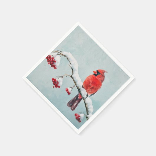 Red Cardinal Paper Napkin Serviette (Ecke)