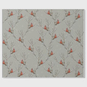 Red Cardinal Perched on a Tree Branch Wrapping Pap Geschenkpapier (Flach)