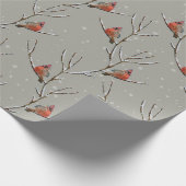 Red Cardinal Perched on a Tree Branch Wrapping Pap Geschenkpapier (Ecke)