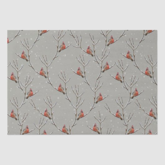 Red Cardinal Perched, wir haben Tree Branch Tissue Seidenpapier (Vorderseite)