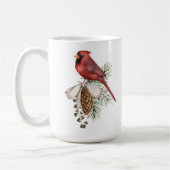 Red Cardinal, Pine Cones, Branch, Ribbon Christmas Kaffeetasse (Links)