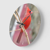 Red Cardinal Round Wall Clock Große Wanduhr (Winkel)