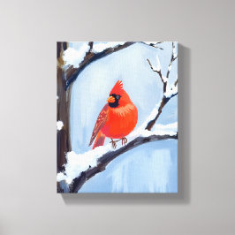 Red Cardinal | Winter Holiday Watercolor Painting Leinwanddruck