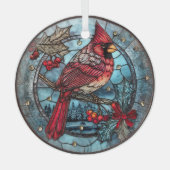Red Cardinal Winter Scene  Ornament Aus Glas (Vorderseite)