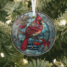 Red Cardinal Winter Scene  Ornament Aus Glas