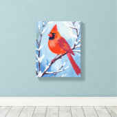 Red Cardinal | Winter Watercolor Holiday Leinwanddruck (Insitu (Holzboden))
