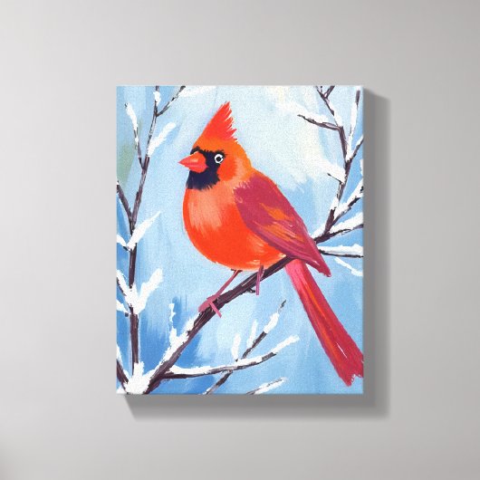 Red Cardinal | Winter Watercolor Holiday Leinwanddruck (Vorderseite)