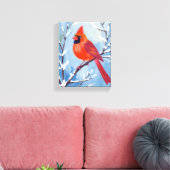 Red Cardinal | Winter Watercolor Holiday Leinwanddruck (Insitu (Wohnzimmer))