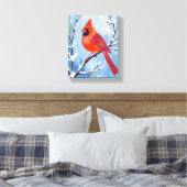 Red Cardinal | Winter Watercolor Holiday Leinwanddruck (Insitu (Schlafzimmer))