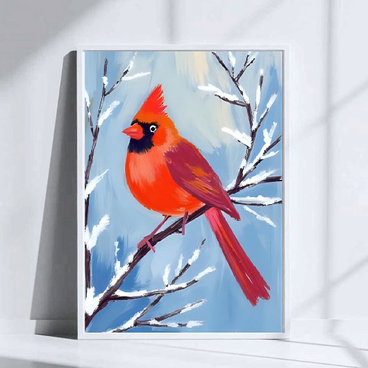 Red Cardinal | Winter Watercolor Holiday Poster