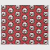 Red Cardinal with Holly Berries Geschenkpapier (Flach)